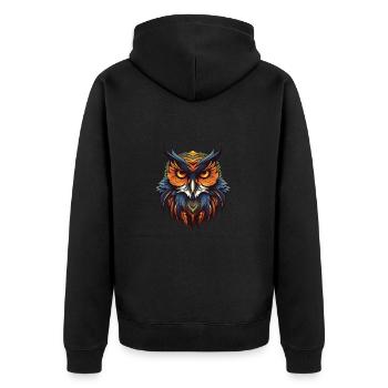 Eule Porträt - Unisex Premium Bio Zip Hoodie - Schwarz - Hinten - Nico (187cm)