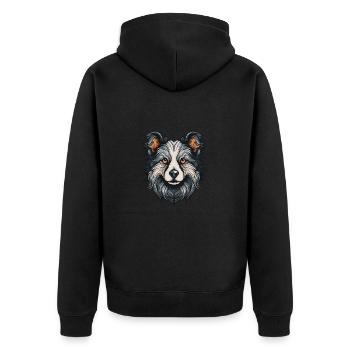 Border Collie Chien Portrait - Veste à capuche bio Premium Unisexe - noir - Dos - Nico (187cm)