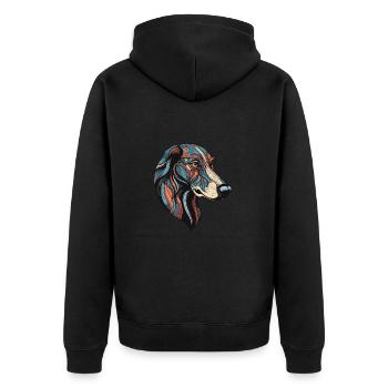 Portrait de chien lévrier - Veste à capuche bio Premium Unisexe - noir - Dos - Nico (187cm)