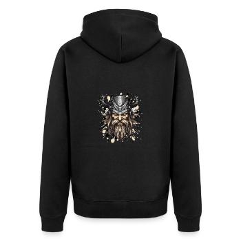 Viking Head Helmet Odin - Unisex Premium Organic Zip Hoodie - black - Back - Nico (187cm)