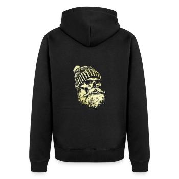 Holzfäller Skull - Unisex Premium Bio Zip Hoodie - Schwarz - Hinten - Nico (187cm)