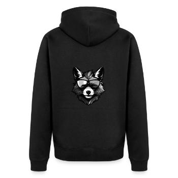Fuchs Kopf Porträt Cool - Unisex Premium Bio Zip Hoodie - Schwarz - Hinten - Nico (187cm)