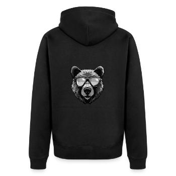Portrait Tête D’ours Cool - Veste à capuche bio Premium Unisexe - noir - Dos - Nico (187cm)