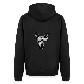 Greyhound Dog Head Portrait Cool - Unisex Premium Organic Zip Hoodie - black - Back - Nico (187cm)