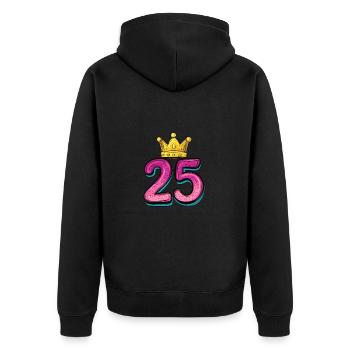 25 Number Jersey Crown - Unisex Premium Organic Zip Hoodie - black - Back - Nico (187cm)