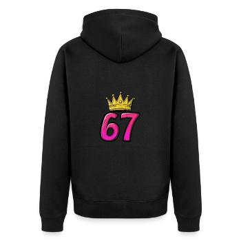 67 Zahl Trikot Krone - Unisex Premium Bio Zip Hoodie - Schwarz - Hinten - Nico (187cm)