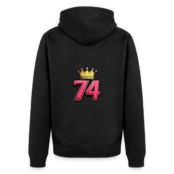 Maillot 74 Numéro Couronne - Veste à capuche bio Premium Unisexe - noir - Dos - Nico (187cm)