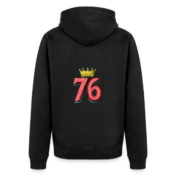 76 Numéro Jersey Couronne - Veste à capuche bio Premium Unisexe - noir - Dos - Nico (187cm)