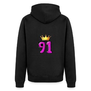 91 Numéro Jersey Couronne - Veste à capuche bio Premium Unisexe - noir - Dos - Nico (187cm)