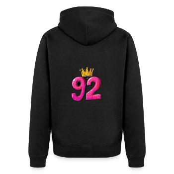 92 Numéro Jersey Couronne - Veste à capuche bio Premium Unisexe - noir - Dos - Nico (187cm)