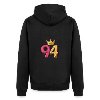 94 Numéro Jersey Couronne - Veste à capuche bio Premium Unisexe - noir - Dos - Nico (187cm)
