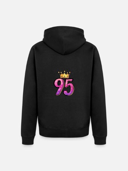 95 Numéro Jersey Couronne - Veste à capuche bio Premium Unisexe - noir