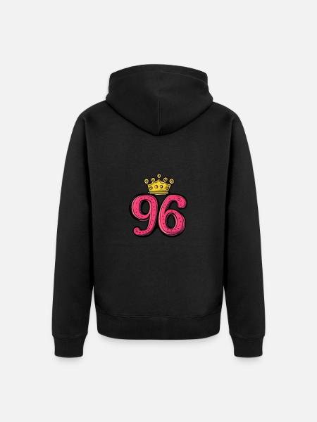 96 Number Jersey Crown - Unisex Premium Organic Zip Hoodie - black