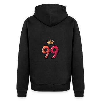 99 Numéro Jersey Couronne - Veste à capuche bio Premium Unisexe - noir - Dos - Nico (187cm)