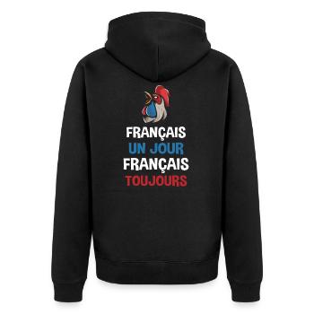 Français un jour français toujours / France - Veste à capuche bio Premium Unisexe - noir - Dos - Nico (187cm)
