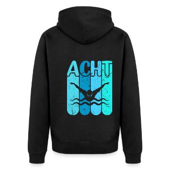 Schwimmen 8 Geburtstag Wasserratte Schwimm - Unisex Premium Bio Zip Hoodie - Schwarz - Hinten - Nico (187cm)