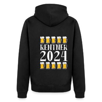 Rentner 2024 Ruhestand Bier Rente - Unisex Premium Bio Zip Hoodie - Schwarz - Hinten - Nico (187cm)