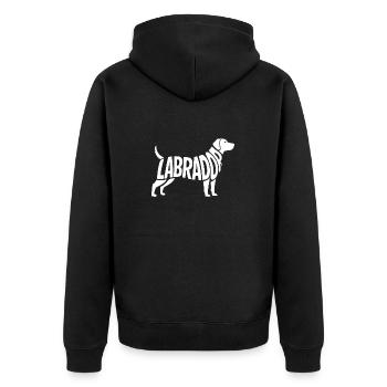 Labrador - Cute Dog Caligraphy Sticker - Unisex Premium Organic Zip Hoodie - black - Back - Nico (187cm)
