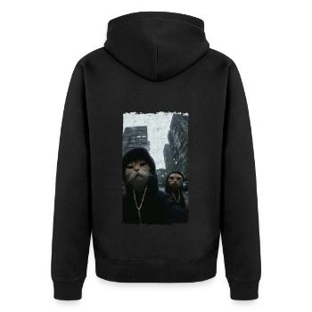 Gangster Cats Streetwear Cool Cat Motif - Veste à capuche bio Premium Unisexe - noir - Dos - Nico (187cm)