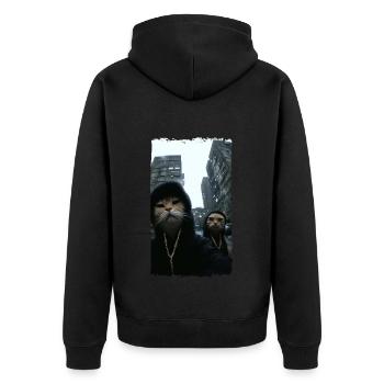 Gangster Cats Streetwear Cool Cat Motif - Veste à capuche bio Premium Unisexe - noir - Dos - Nico (187cm)