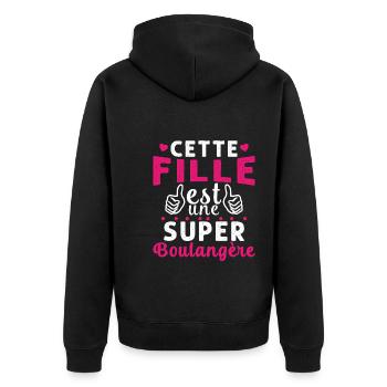 Cette Fille Est Une Super Boulangère - Veste à capuche bio Premium Unisexe - noir - Dos - Nico (187cm)