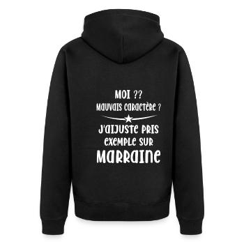 Mauvais Caractère Marraine - Veste à capuche bio Premium Unisexe - noir - Dos - Nico (187cm)