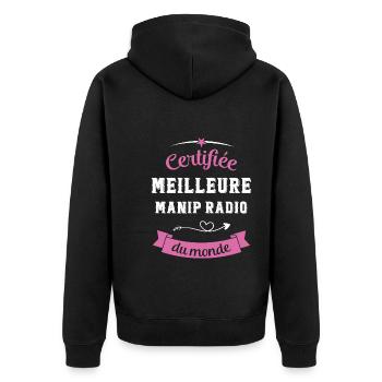 Certifiée meilleure manip radio du monde - Veste à capuche bio Premium Unisexe - noir - Dos - Nico (187cm)