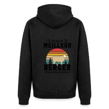 Berger élu par les moutons cadeau humour - Veste à capuche bio Premium Unisexe - noir - Dos - Nico (187cm)