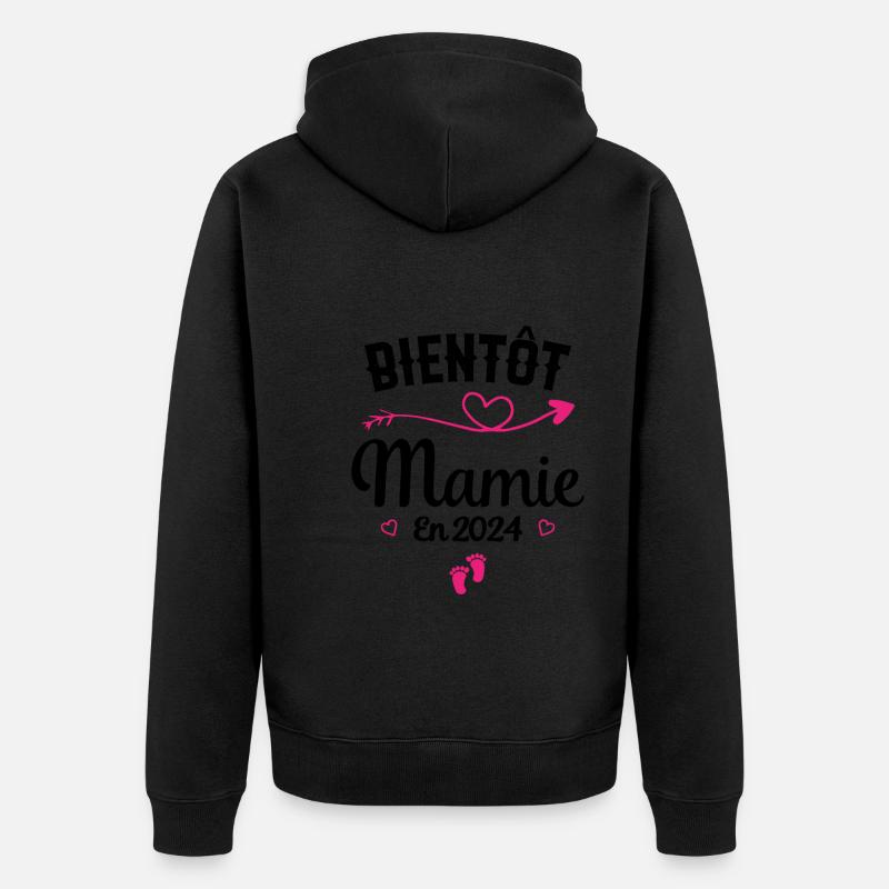 Bientôt future Mamie 2024 - Veste à capuche bio Premium Unisexe - noir