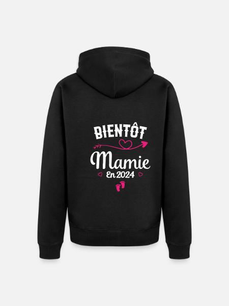 Bientôt future Mamie 2024 - Veste à capuche bio Premium Unisexe - noir