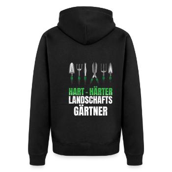 Hart Härter Landshaftsgärtner Gartenbau - Unisex Premium Bio Zip Hoodie - Schwarz - Hinten - Nico (187cm)