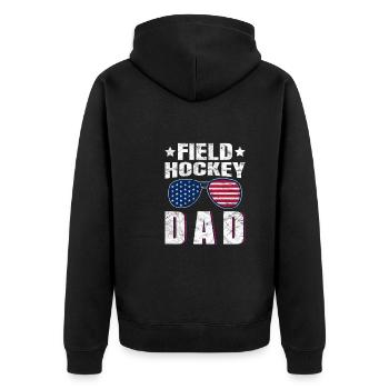 Retro Hockey - Feldhockey Papa - Unisex Premium Bio Zip Hoodie - Schwarz - Hinten - Nico (187cm)