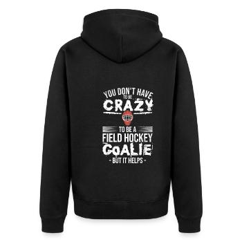Verrückter Feldhockey-Torwart - Unisex Premium Bio Zip Hoodie - Schwarz - Hinten - Nico (187cm)