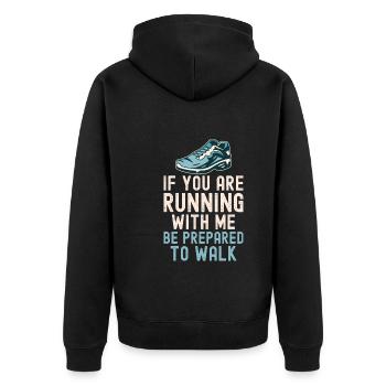 Langsam Laufen Joggen - Slow Runner - Unisex Premium Bio Zip Hoodie - Schwarz - Hinten - Nico (187cm)