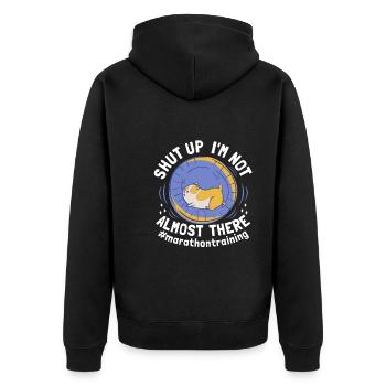 Läufer Marathon Halbmarathon - Marathontraining - Unisex Premium Bio Zip Hoodie - Schwarz - Hinten - Nico (187cm)