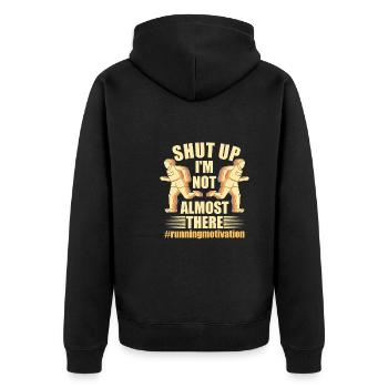 Läufer Marathon Halbmarathon - Marathontraining - Unisex Premium Bio Zip Hoodie - Schwarz - Hinten - Nico (187cm)