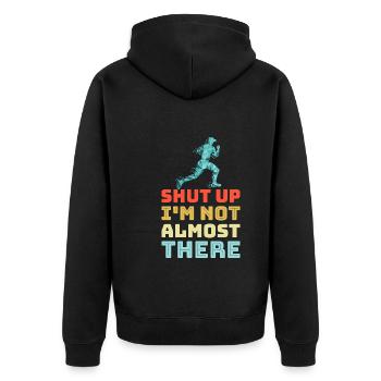 Läufer Marathon Halbmarathon - Marathontraining - Unisex Premium Bio Zip Hoodie - Schwarz - Hinten - Nico (187cm)