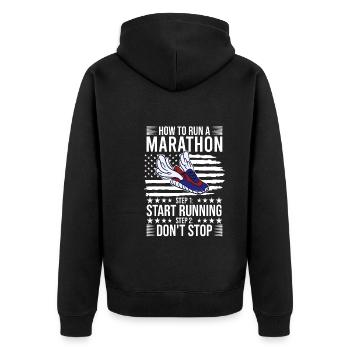Wie man Marathon läuft - Marathon Racer - Unisex Premium Bio Zip Hoodie - Schwarz - Hinten - Nico (187cm)
