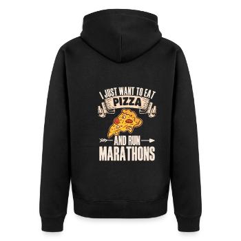 Pizza Und Marathon Läufer Laufen - Unisex Premium Bio Zip Hoodie - Schwarz - Hinten - Nico (187cm)