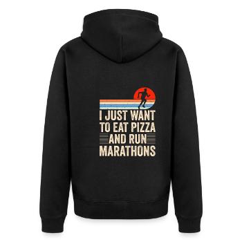 Pizza Und Marathon Läufer Laufen - Unisex Premium Bio Zip Hoodie - Schwarz - Hinten - Nico (187cm)