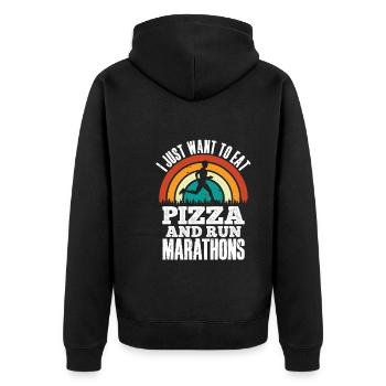 Pizza Und Marathon Läufer Laufen - Unisex Premium Bio Zip Hoodie - Schwarz - Hinten - Nico (187cm)