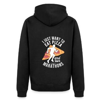 Pizza Und Marathon Läufer Laufen - Unisex Premium Bio Zip Hoodie - Schwarz - Hinten - Nico (187cm)