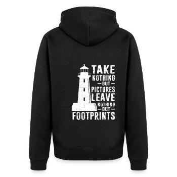 Urbexer Lost Place Urban Exploring Urbexing - Unisex Premium Bio Zip Hoodie - Schwarz - Hinten - Nico (187cm)
