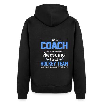 Trainer einer verdammt guten Feldhockeymannschaft - Unisex Premium Bio Zip Hoodie - Schwarz - Hinten - Nico (187cm)