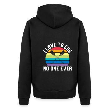 Rudern Ergometer Ruderer - Unisex Premium Bio Zip Hoodie - Schwarz - Hinten - Nico (187cm)