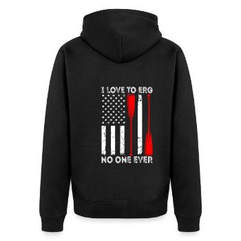 Rudern Ergometer Ruderer - Unisex Premium Bio Zip Hoodie - Schwarz - Hinten - Nico (187cm)