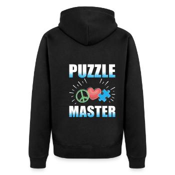 Puzzle-Meister Puzzle-Stücke Liebhaber - Unisex Premium Bio Zip Hoodie - Schwarz - Hinten - Nico (187cm)