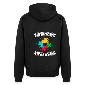 Puzzle-Meister - Unisex Premium Bio Zip Hoodie - Schwarz - Hinten - Nico (187cm)