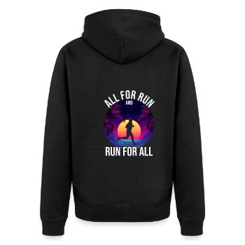 Love Running Zitat - Laufen Läufer - Unisex Premium Bio Zip Hoodie - Schwarz - Hinten - Nico (187cm)