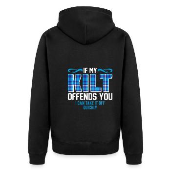 Wenn mein Kilt Sie beleidigt - Scotsman - Unisex Premium Bio Zip Hoodie - Schwarz - Hinten - Nico (187cm)